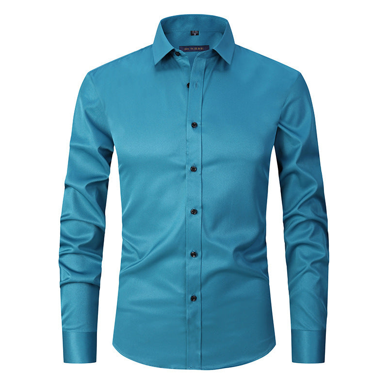 Men's slim fit long sleeve solid stretch shirt Allen style for all-day comfort and versatility