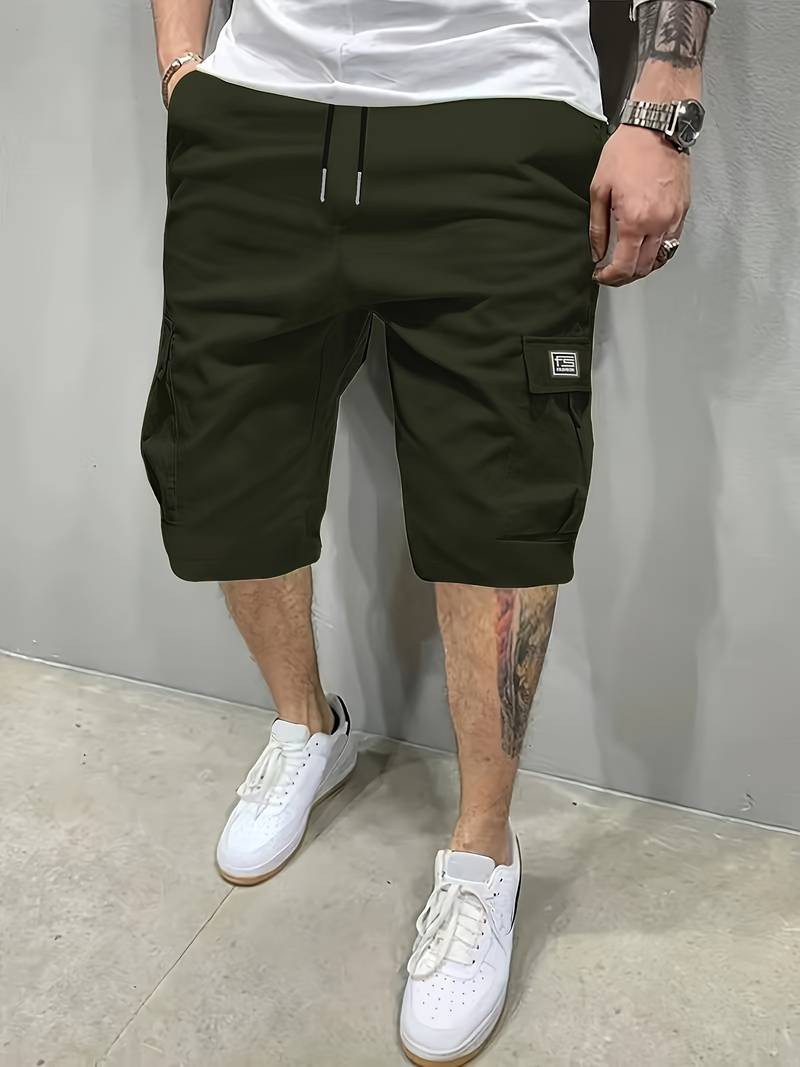 Men's palm tree graphic shorts in vibrant tropical print, relaxed comfort fit for beach and summer wear