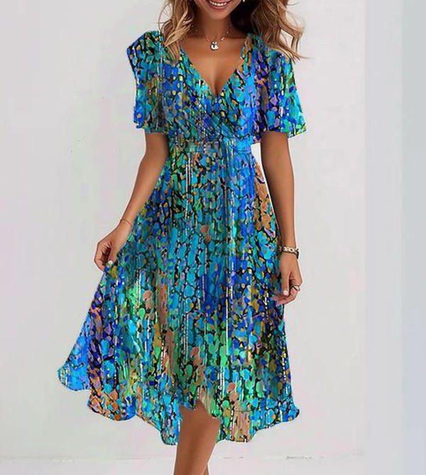 Women's colorful print summer dress airy relaxed fit lightweight breathable seasonal style
