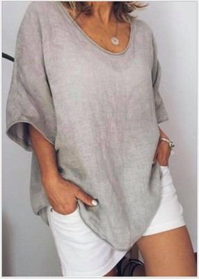 Women's loose fit summer blouse short sleeve casual lightweight top chic everyday style