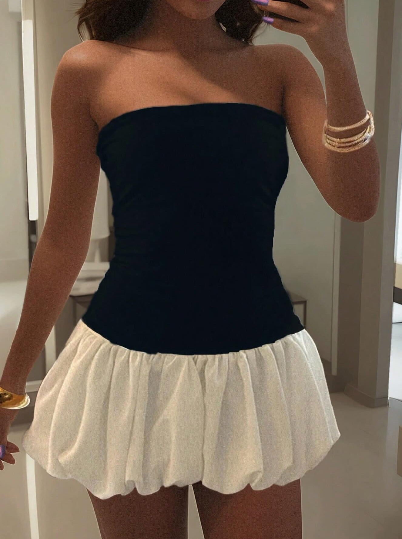 Kendall Drop Waist Bubble Hem Party Dress For Women With Flirty Silhou