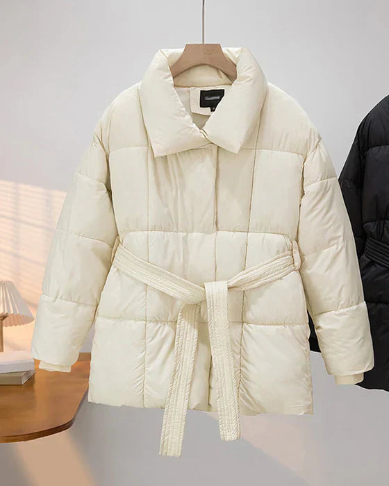 Lightweight quilted jacket with lapels, solid color, minimalist slim fit for everyday casual style