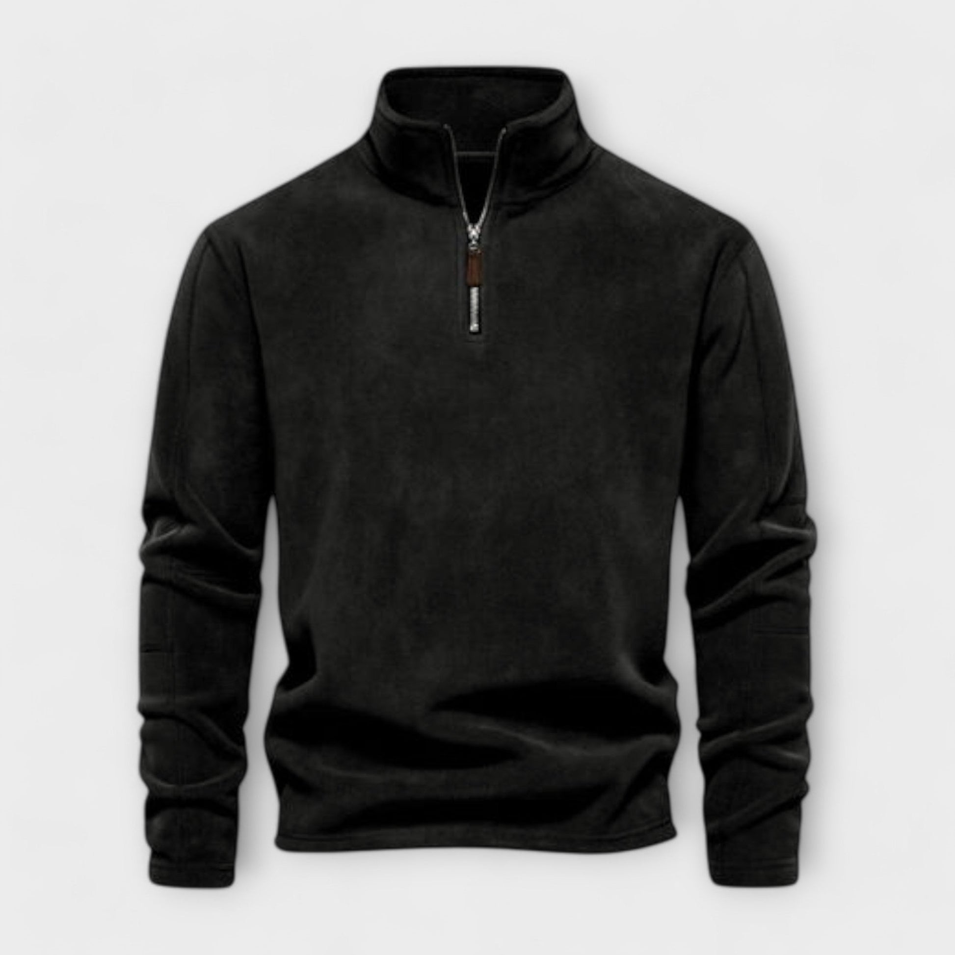 Men's brushed knit pullover mock neck quarter-zip top relaxed fit cozy casual winter layer