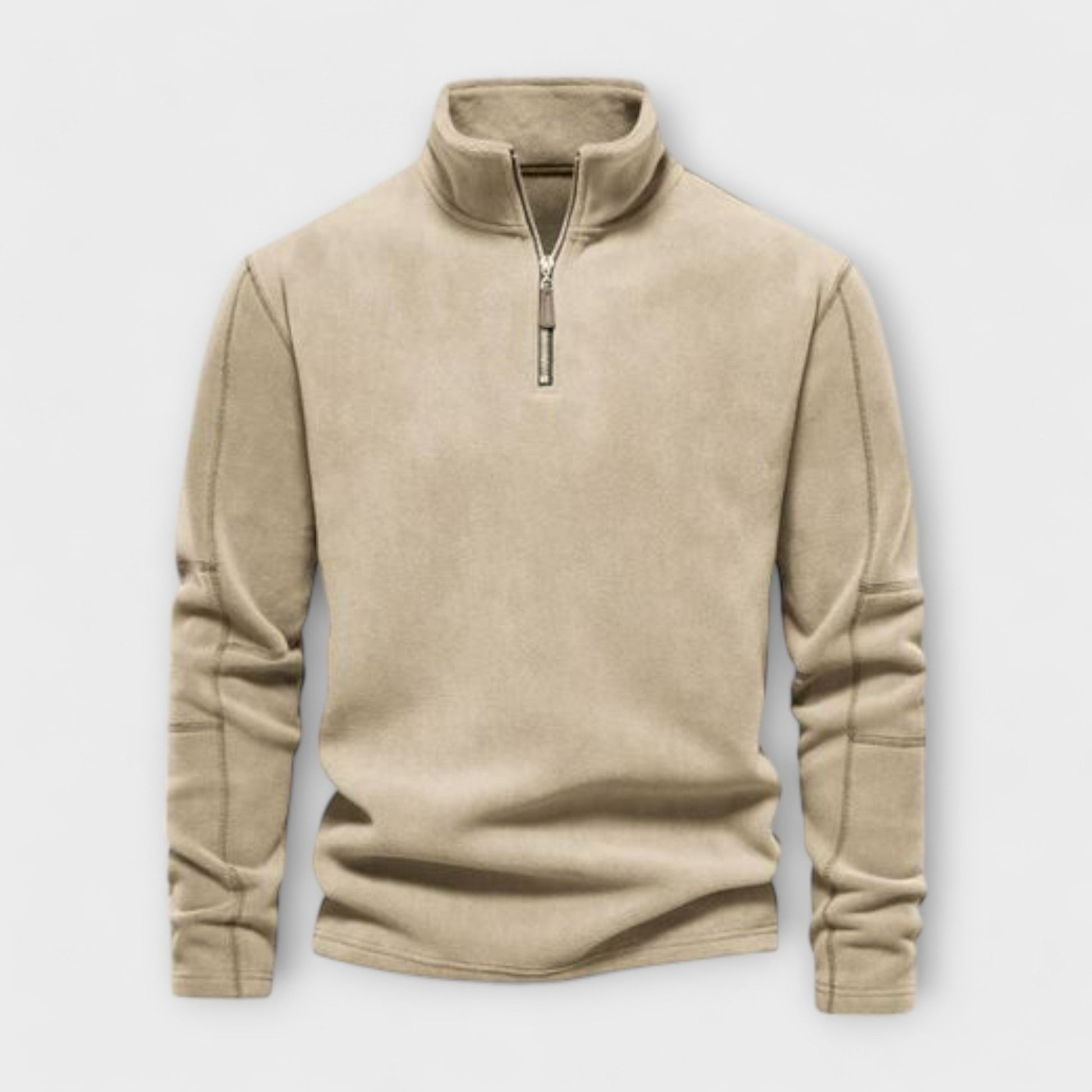 Men's relaxed-fit brushed knit pullover mock neck quarter-zip top in casual cozy style