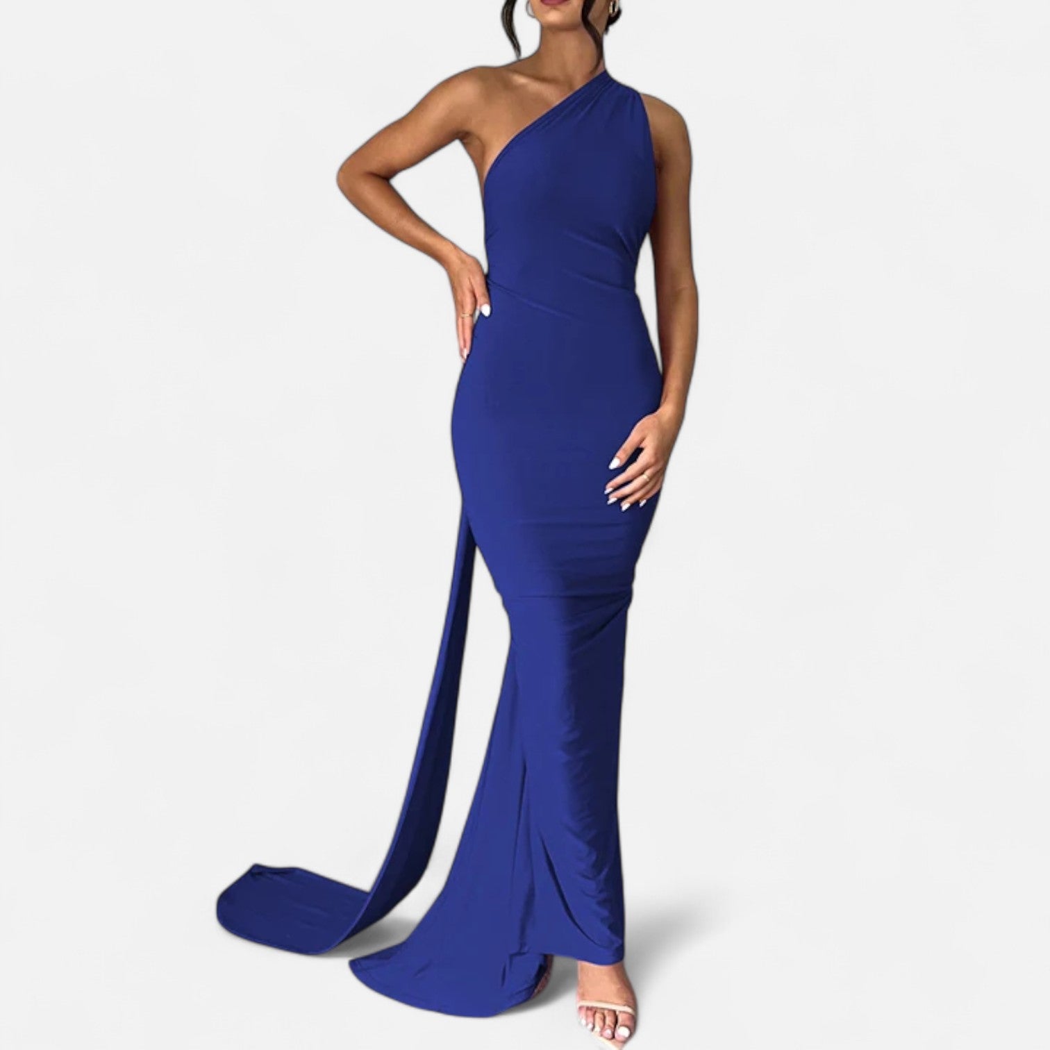 Black scarf-tier evening maxi dress with figure-flattering fit and elegant artistic scarf detail