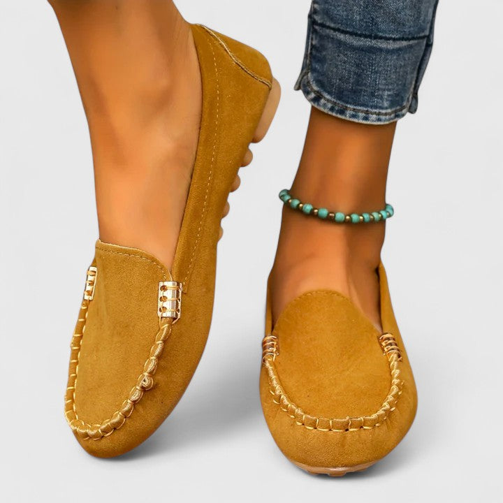 Ruby | Women's Suede Slip-On Loafers Flat Moccasin Shoes