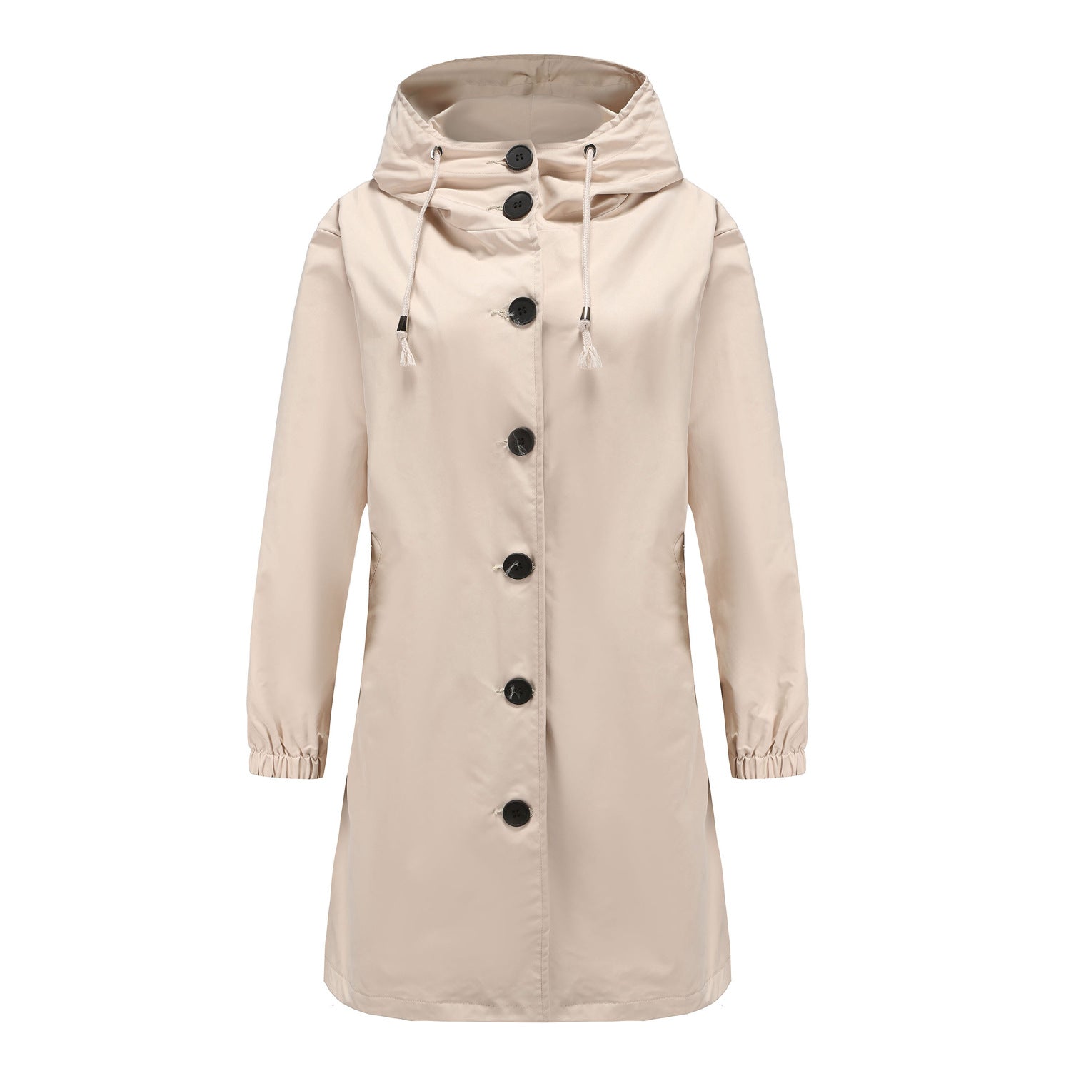 Women's long hooded parka loose fit urban elegance weatherproof drawstring adjustable hood