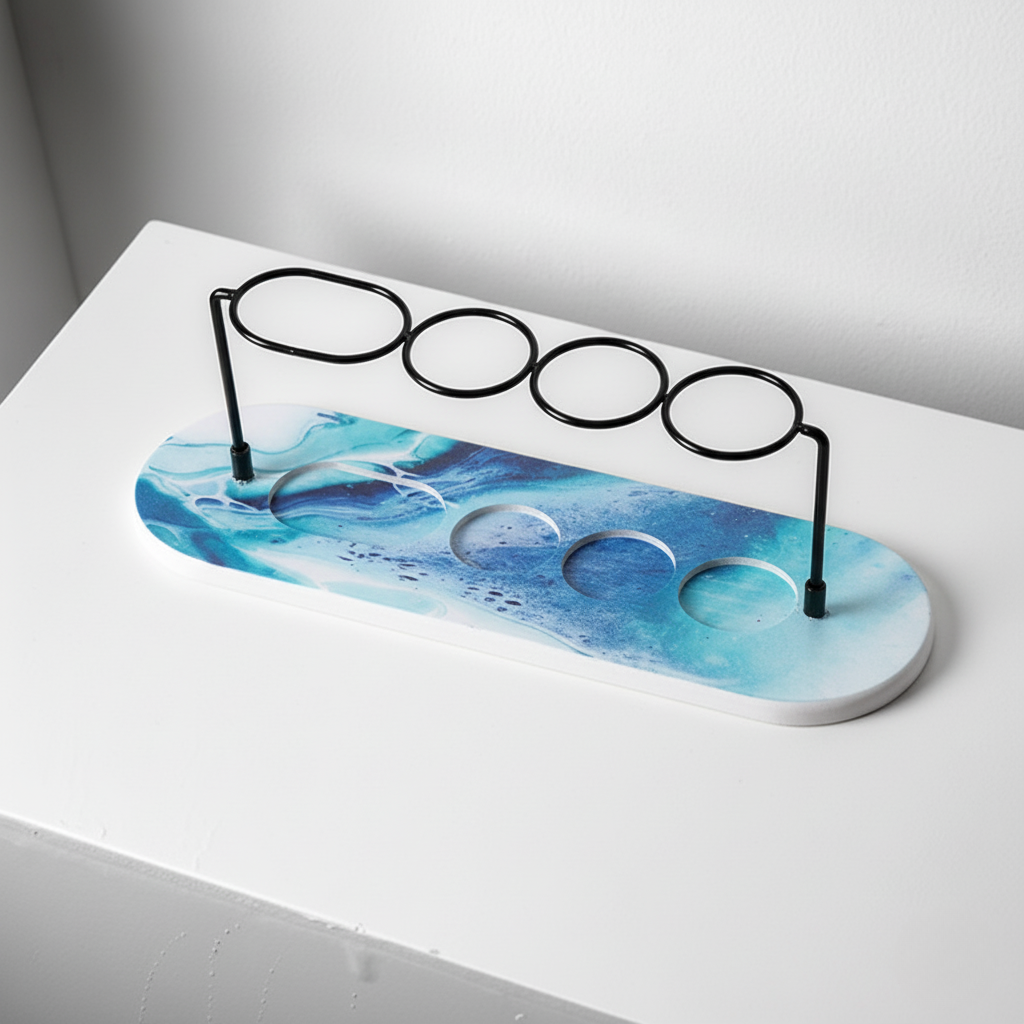 Minimalist marble base toothbrush holder with modern design, keeps bathroom sink organized and clutter-free