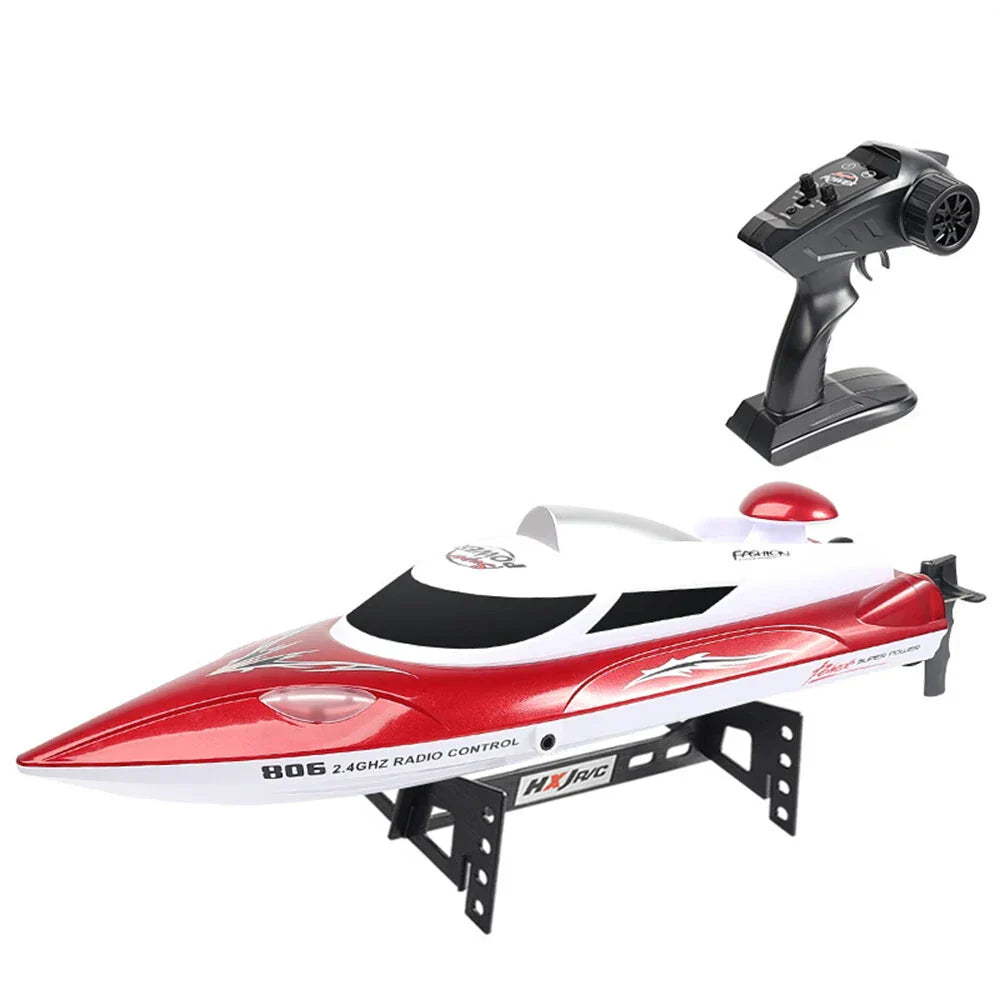 RC speedboat with LED lights waterproof hull high-speed 35kmh for lakes and pools
