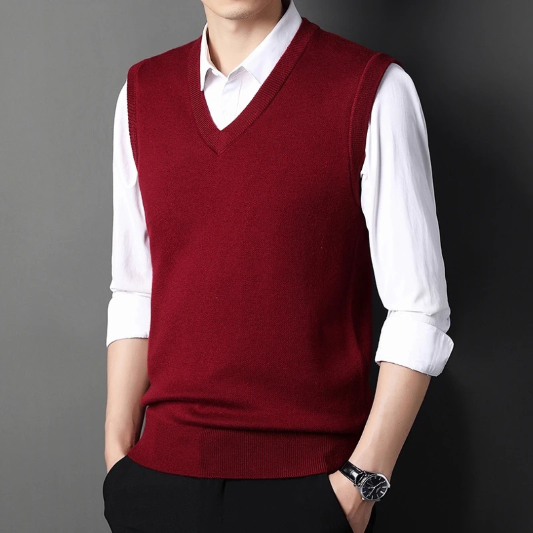 Solid knit sweater vest lightweight breathable unisex layering piece in classic clean-cut style
