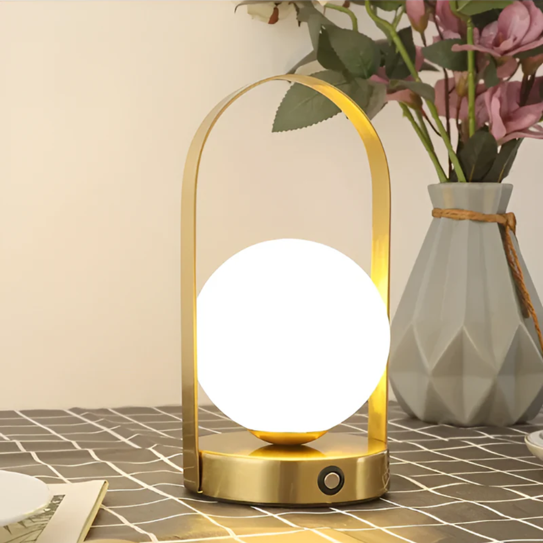 Cindor rechargeable wireless table lamp black gold white modern elegant ambient lighting living room