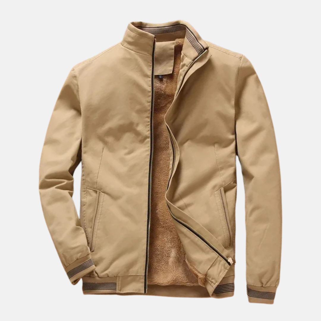Men's black pilot jacket fleece-lined relaxed fit zipper closure urban style outerwear