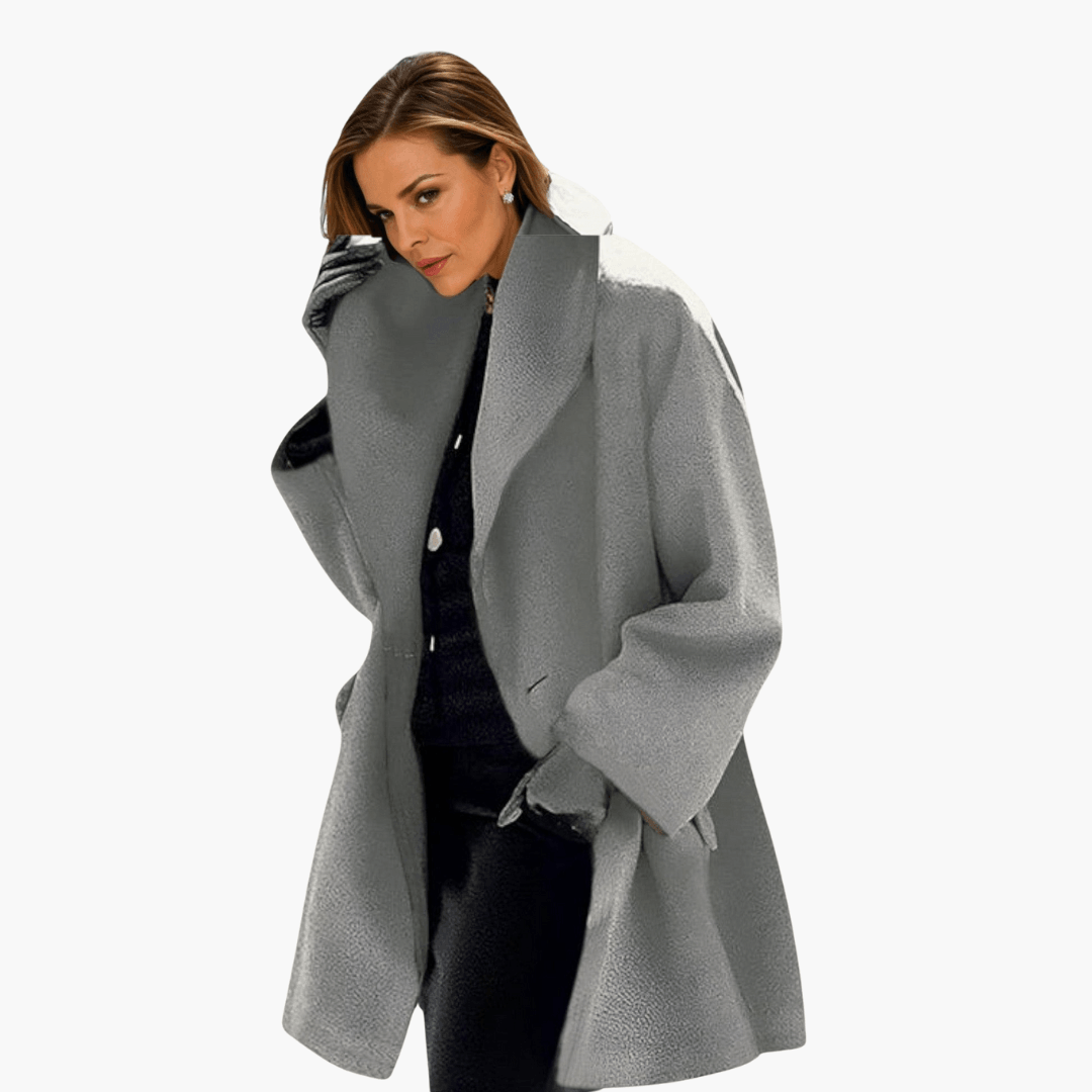 Women's red jacket wide collar long sleeves front zip pockets stylish everyday outerwear