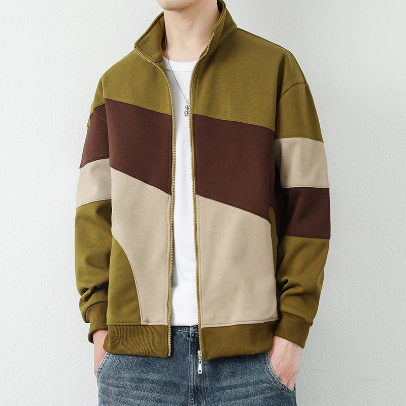 Zephyr unisex color block zip jacket geometric design mid-weight full-zip modern fit