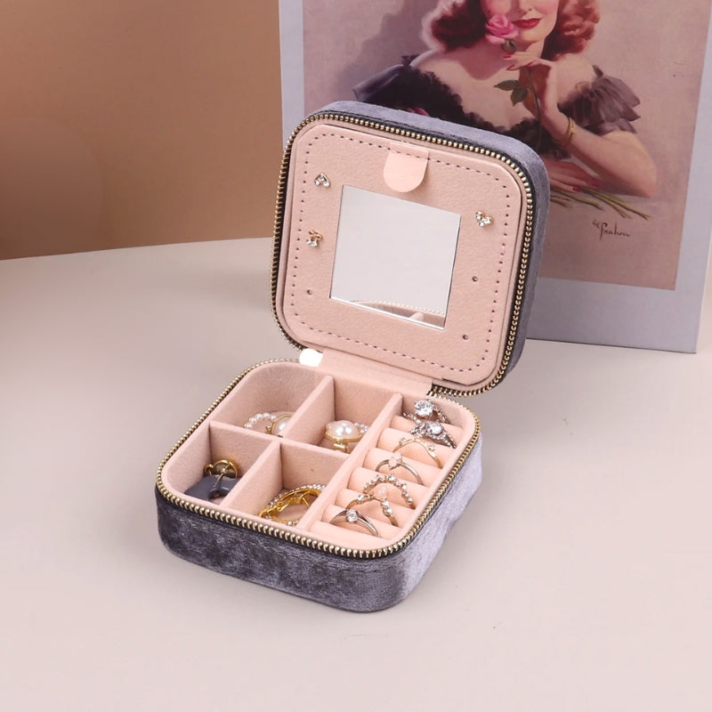Rivelle premium velvet-lined jewelry travel case for rings earrings secure stylish organization