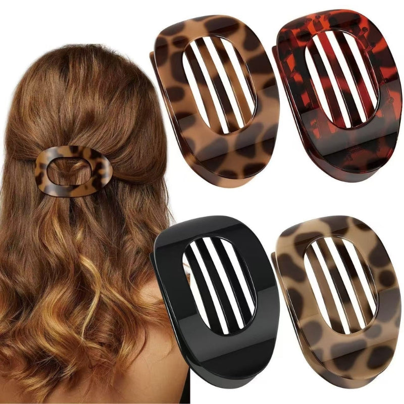 Clova 4-pack minimalist flat claw hair clips strong spring hold all hair types neutral tones
