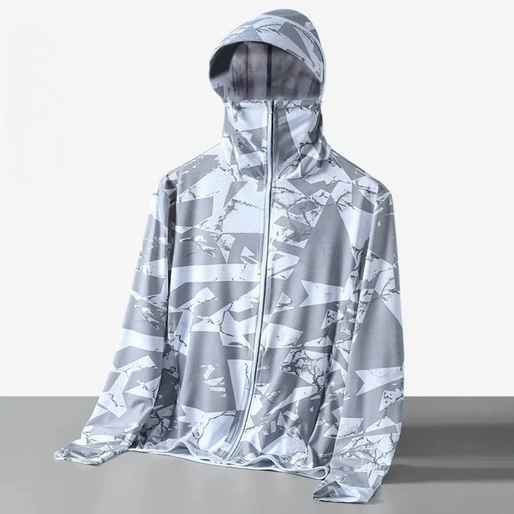 Men's camo performance jacket ice silk cooling UPF 50 quick-dry stretch outdoor athletic fit