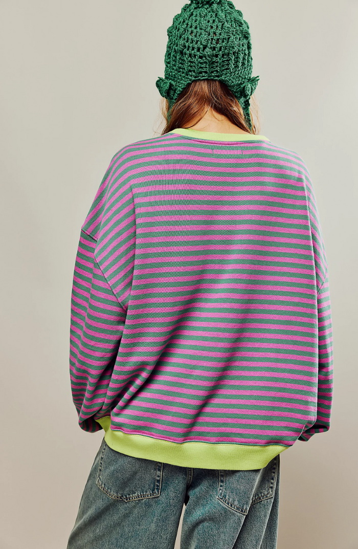 Women's Helena striped knit sweater cozy soft fabric modern silhouette everyday essential warm