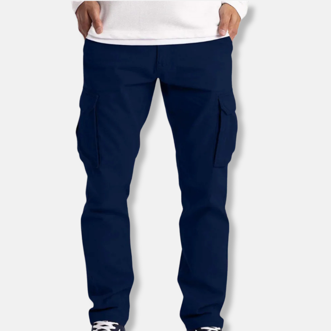 Men's cotton blend cargo pants straight fit full length with practical pockets everyday urban style