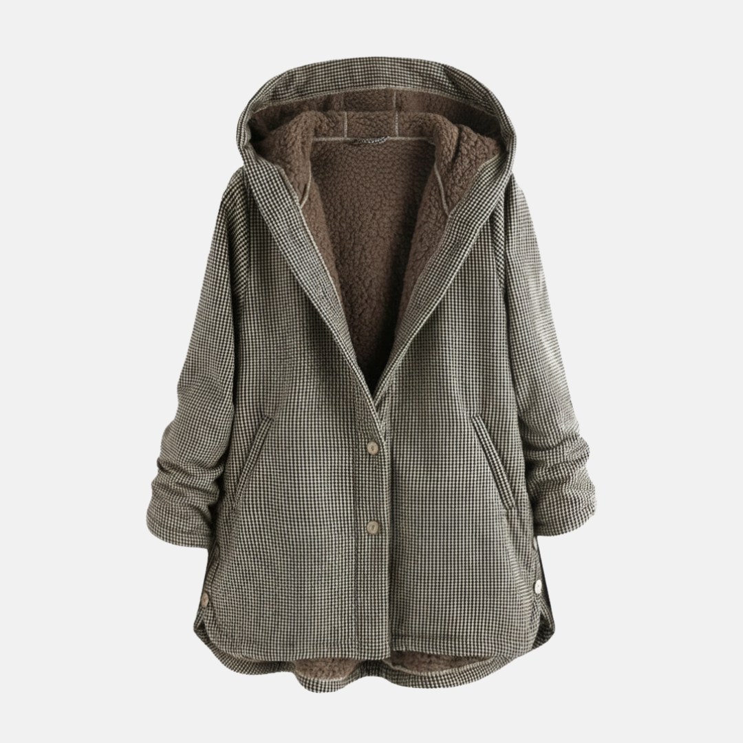 Women's oversized hooded fleece jacket tunic length in casual style with soft fleece lining for fall