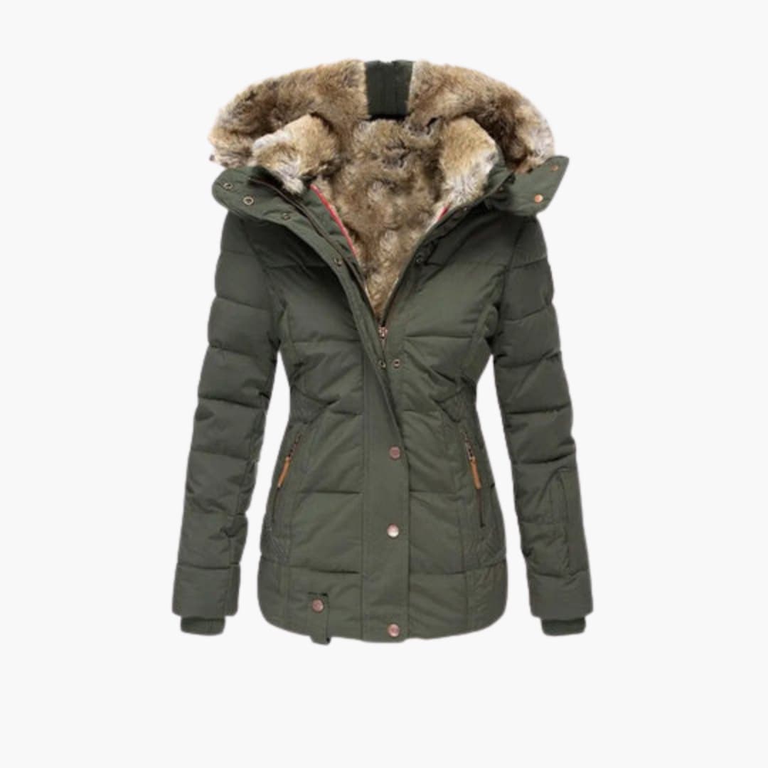 Women's structured jacket in neutral tone with tailored fit and embossed texture detail