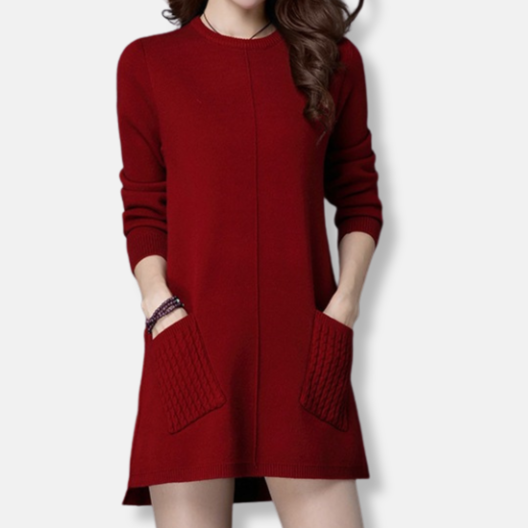 Women's Isabella relaxed fit crewneck sweater dress cozy winter knit everyday style