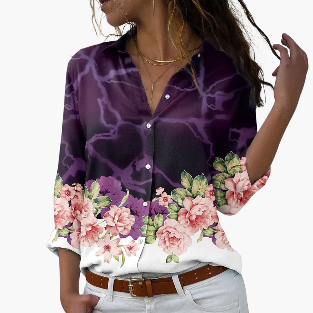 Women's loose fit floral print summer top, lightweight breathable fabric for casual warm weather style