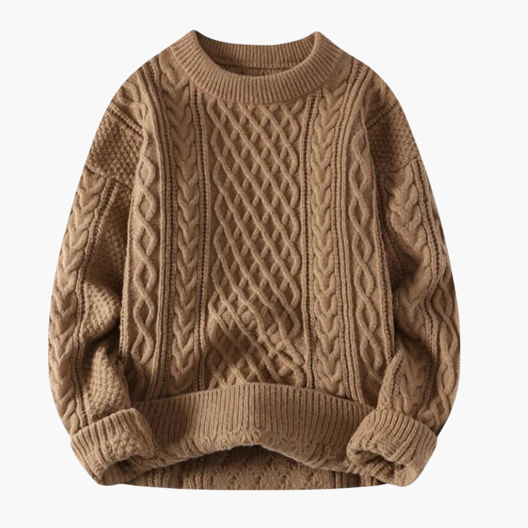 Men's casual knit sweater warm winter style slim cut versatile office city home neutral tone