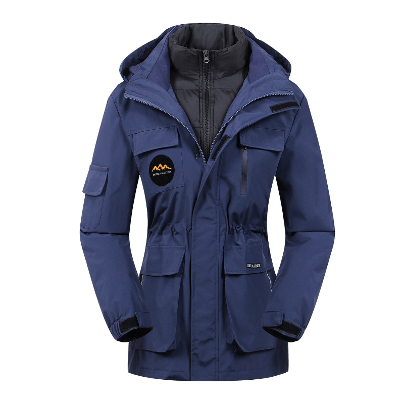 Audrey women's navy utility ski jacket structured silhouette with layering-ready winter design