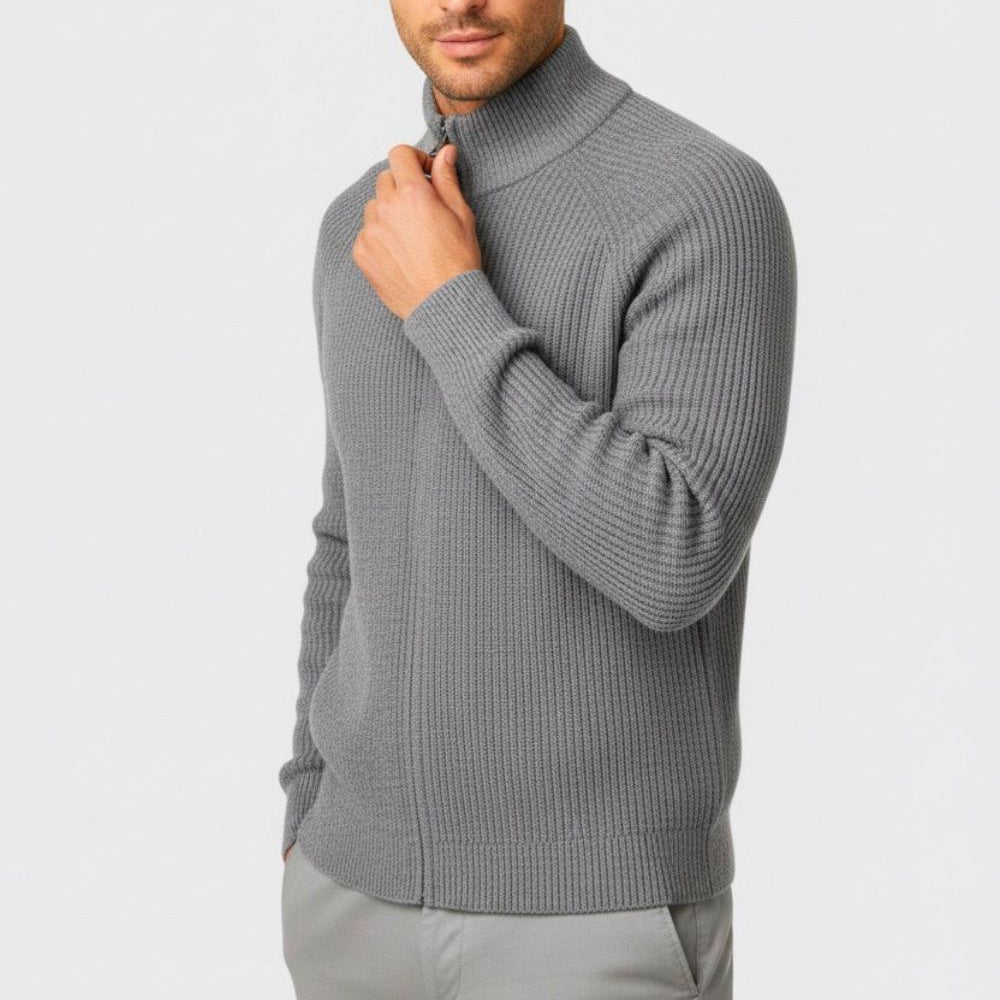 Mateo men's wool cardigan soft knit regular fit subtle winter tones cozy modern silhouette