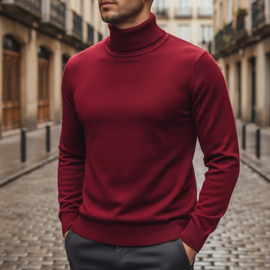 Men's collarless knitted cardigan neutral tone contrast stitching minimalist casual layering style