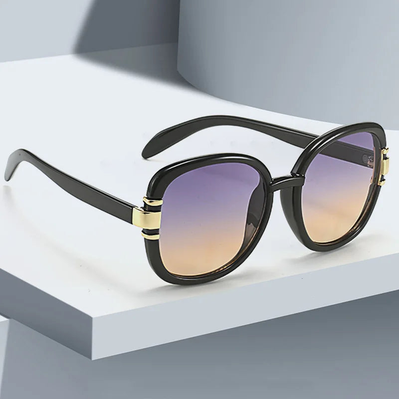 Celestique square gradient sunglasses dual-tone acetate frame polished gold hinges UV400 glam fashion