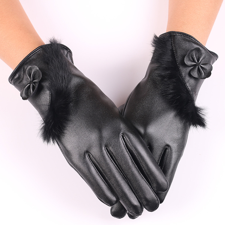 Women's premium sheepskin leather gloves warm winter velvet-lined cozy cold weather protection