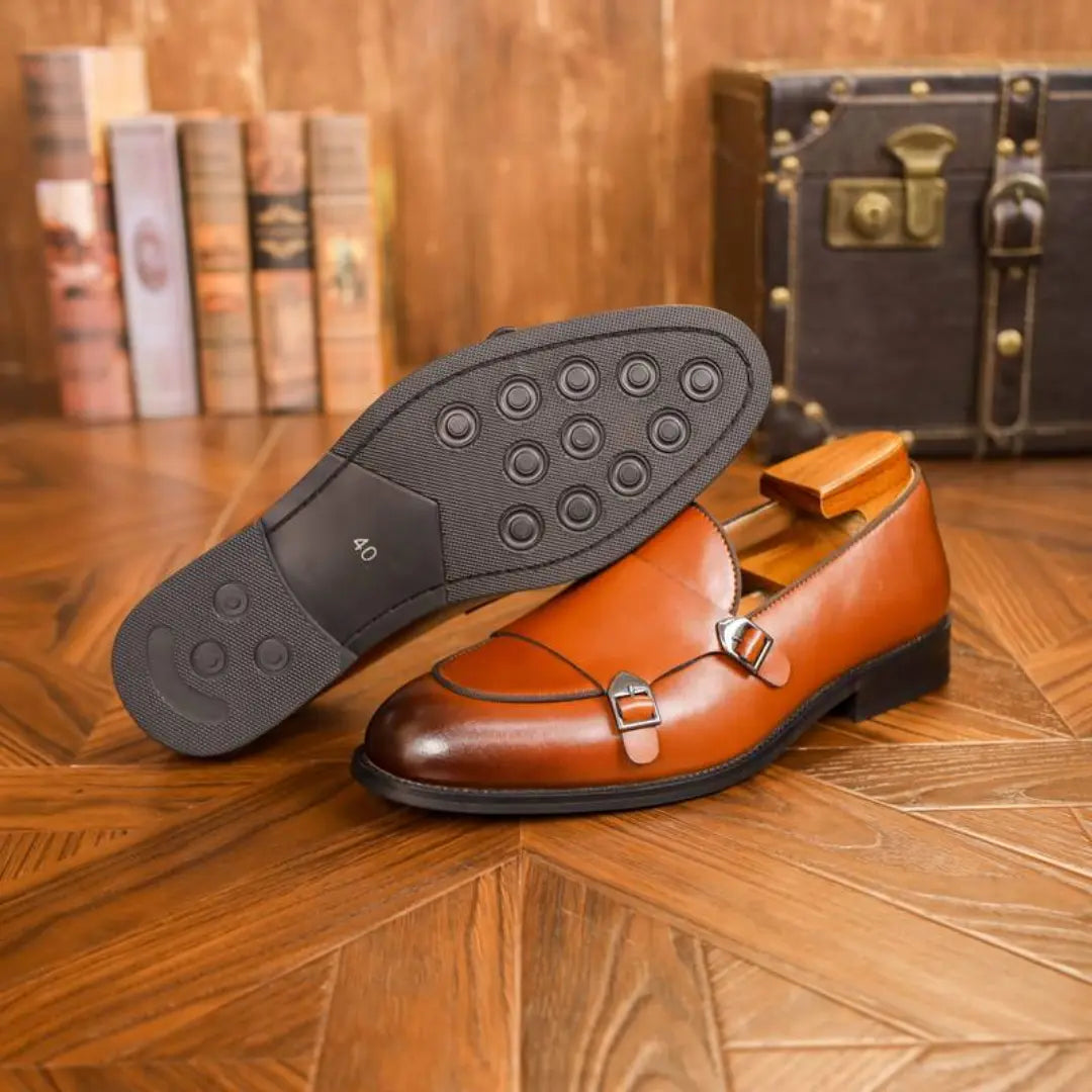 Brunello Pacciano brown handcrafted Italian leather loafers slip-on executive style timeless silhouette