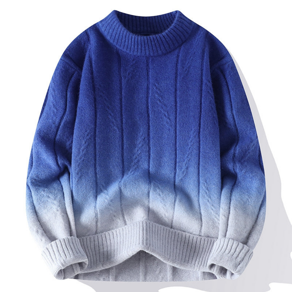 Men's gradient knit sweater relaxed fit with color fade detailing for effortless casual layering