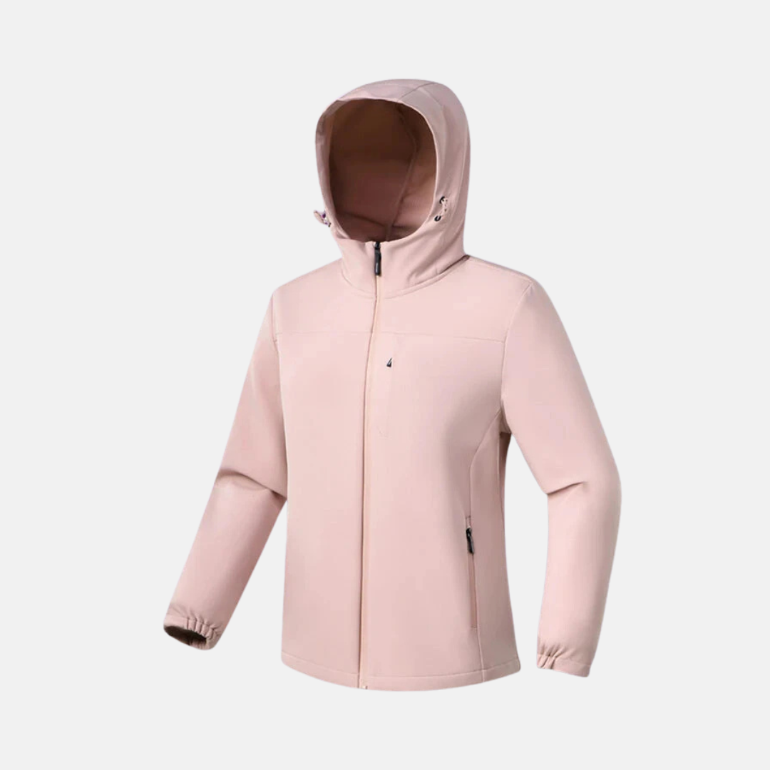 Women's stretch softshell hooded jacket regular fit with elastic cuffs, versatile active layer