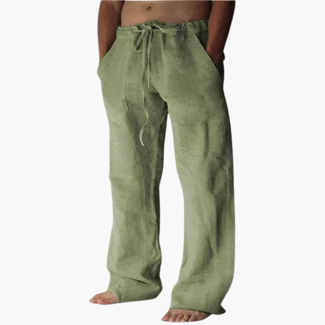 Men's lightweight relaxed fit casual pants in neutral tones, breathable fabric for everyday comfort