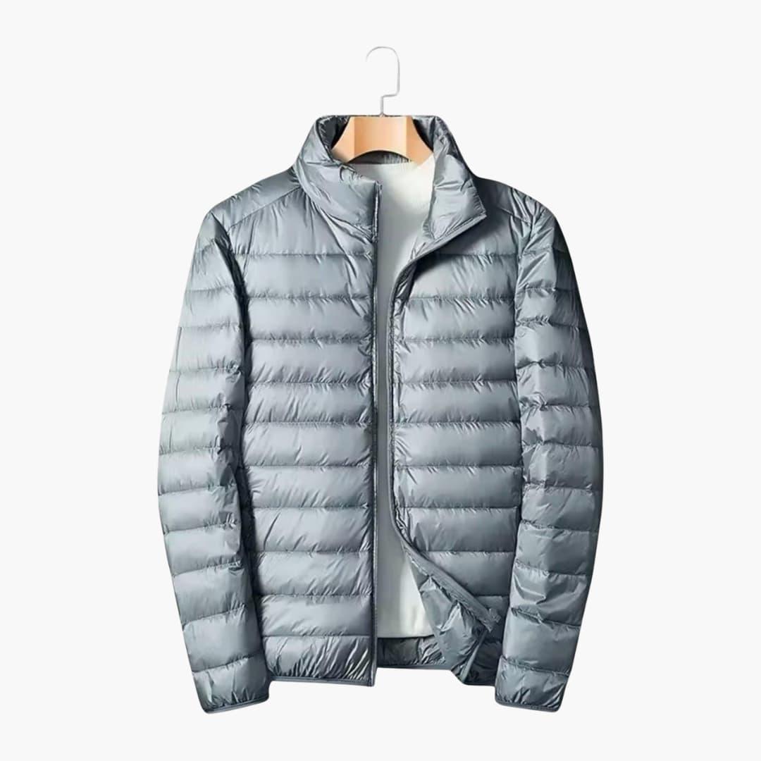 Men's quilted padded jacket black stand-up collar full-zip outdoor insulated outerwear