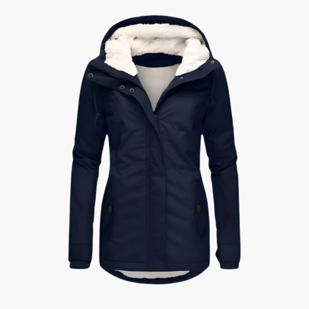 Women's winter coat with inner layer, high neckline, functional pockets, versatile everyday silhouette