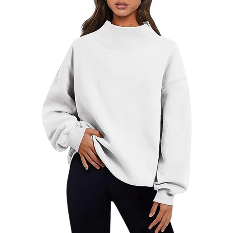 Loose unisex minimalist pullover in soft fabric, relaxed long sleeve silhouette for effortless everyday layering