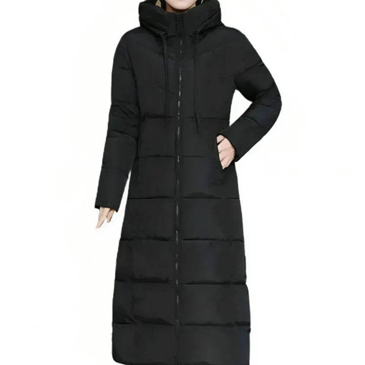 Jastin unisex long puffer jacket with insulated lining, longline silhouette for cozy winter warmth