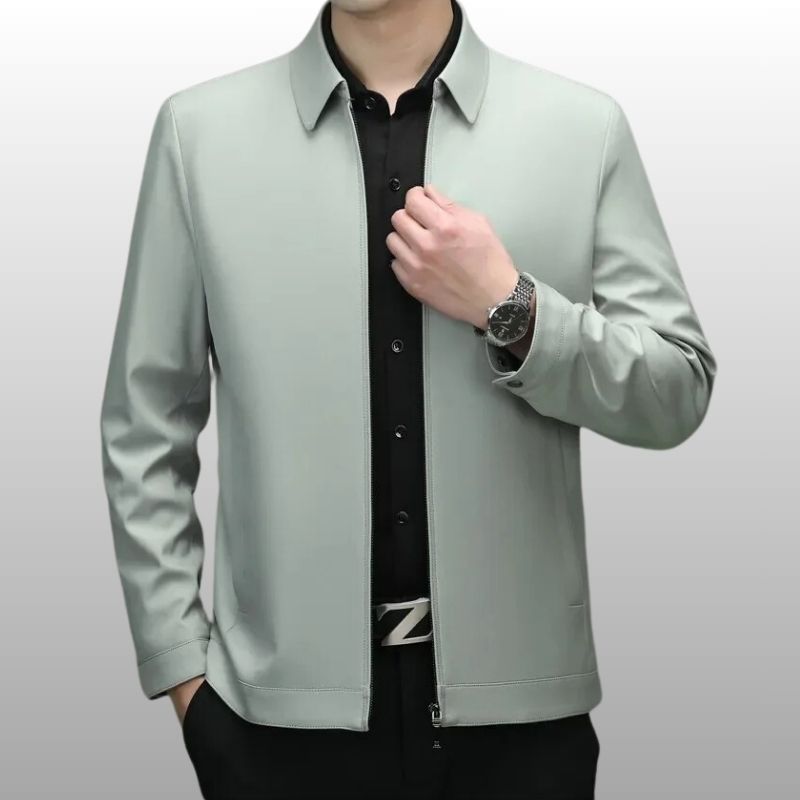 White lightweight wrinkle-free professional travel jacket with refined slim silhouette for business