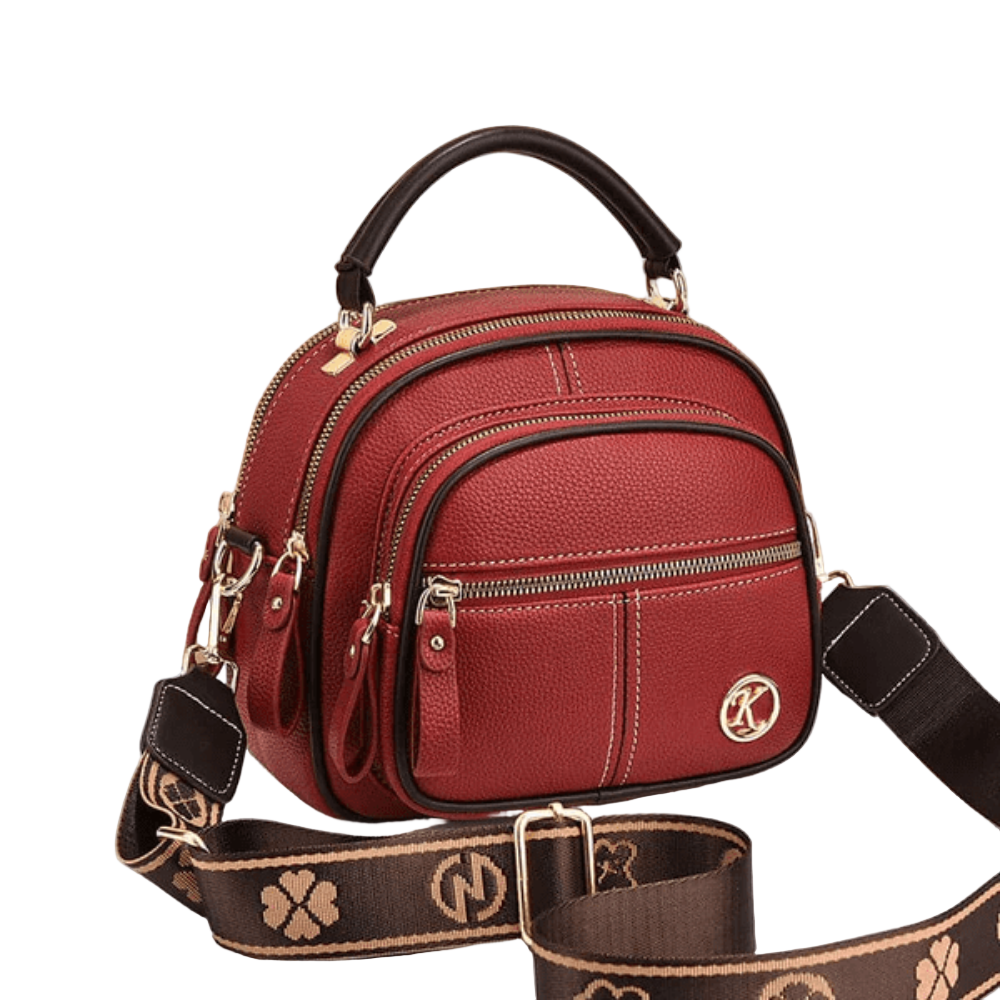 Jan mini handbag chic compact vegan leather organizer dual zippers detachable strap women