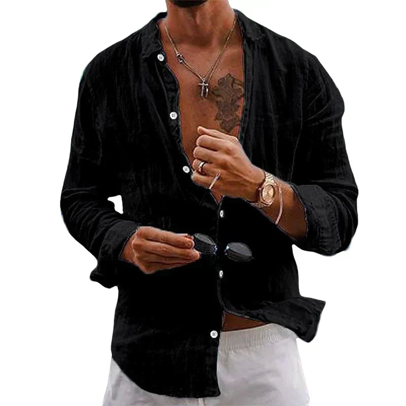 Alex men's white linen shirt classic relaxed cut breathable fabric perfect for casual office wear