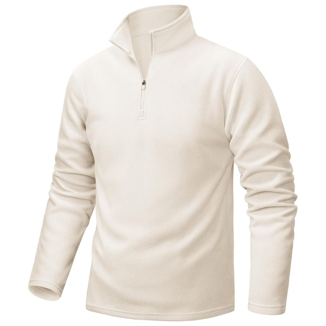 Men's vintage UNCW quarter-zip fleece pullover sweatshirt, windproof stand collar, gray athletic fit