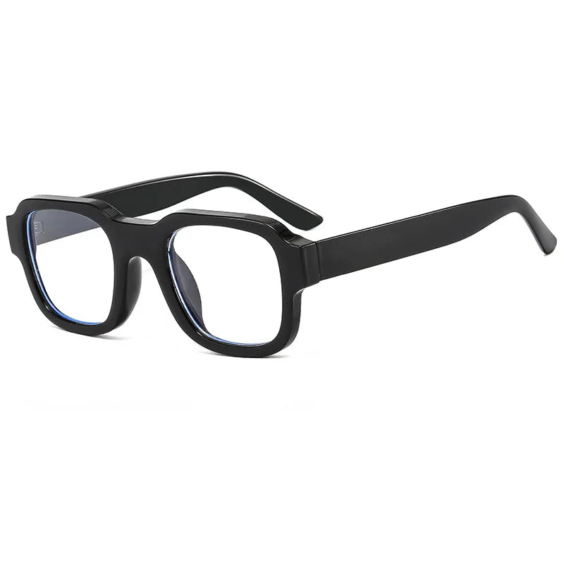 Parallax square unisex sunglasses black high-gloss acetate frame UV400 protection lightweight comfort