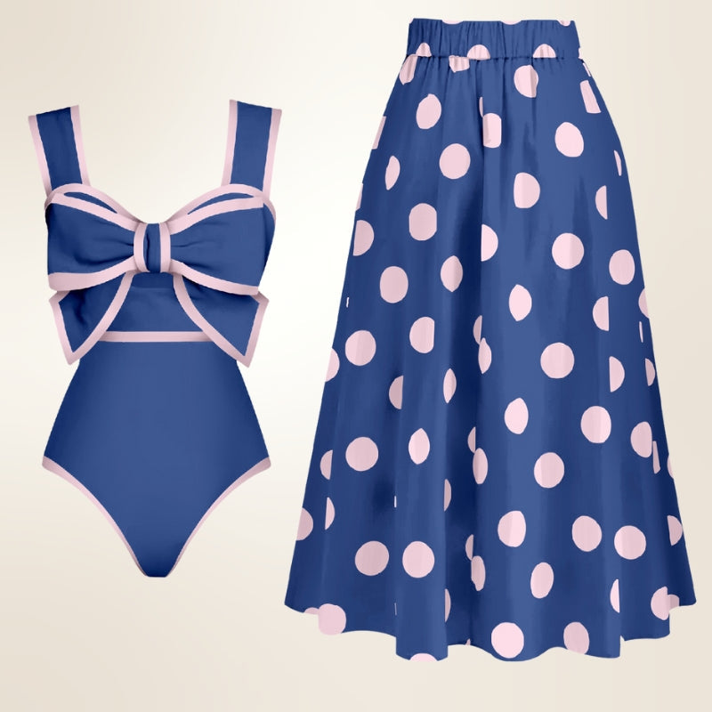 Ormella one-piece swimsuit with pull-on skirt, defined paneling, soft breathable fabric for active women