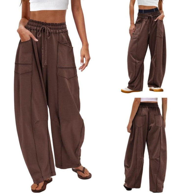 Women's barrel sweatpants high rise relaxed fit soft breathable fabric for lounge and travel