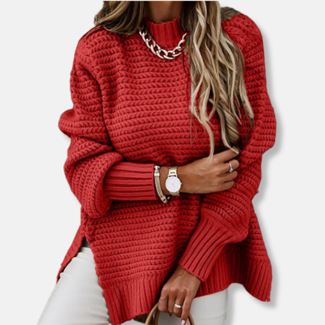 Women's oversized pullover sweater ribbed knit soft texture relaxed casual fit fall winter essential