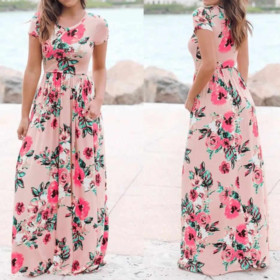 Ramonda vibrant floral maxi dress women soft cotton-polyester blend breathable day-to-night style